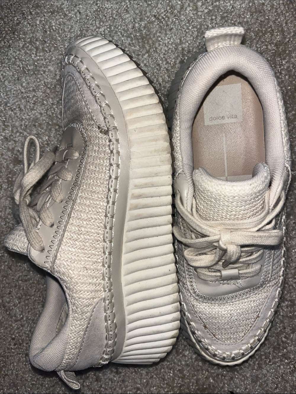 Dolce Vita Women's Cream Knit Platform Sneakers